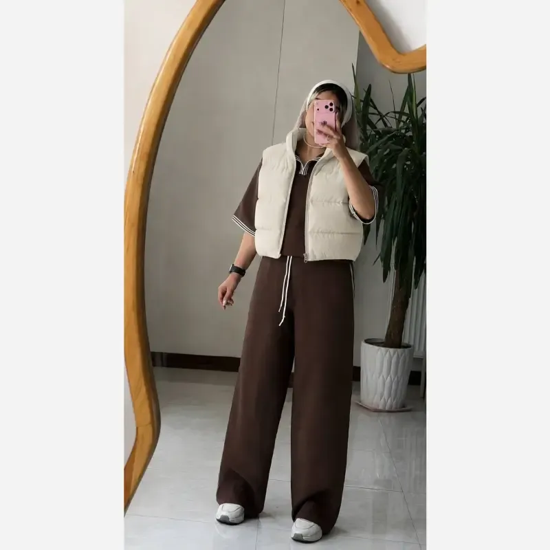 ست پولوشرت و شلوار زنانه جنس کارتیر پلاس فری سایز رنگ بندی متنوع