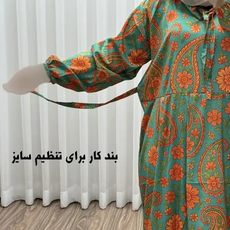 پیراهن فلور بوگاتی فری سایز تا 48 زنانه تنخور شیک و راحت چهارفصل بدون بدن نما