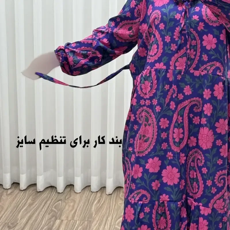 پیراهن فلور بوگاتی فری سایز تا 48 زنانه تنخور شیک و راحت چهارفصل بدون بدن نما