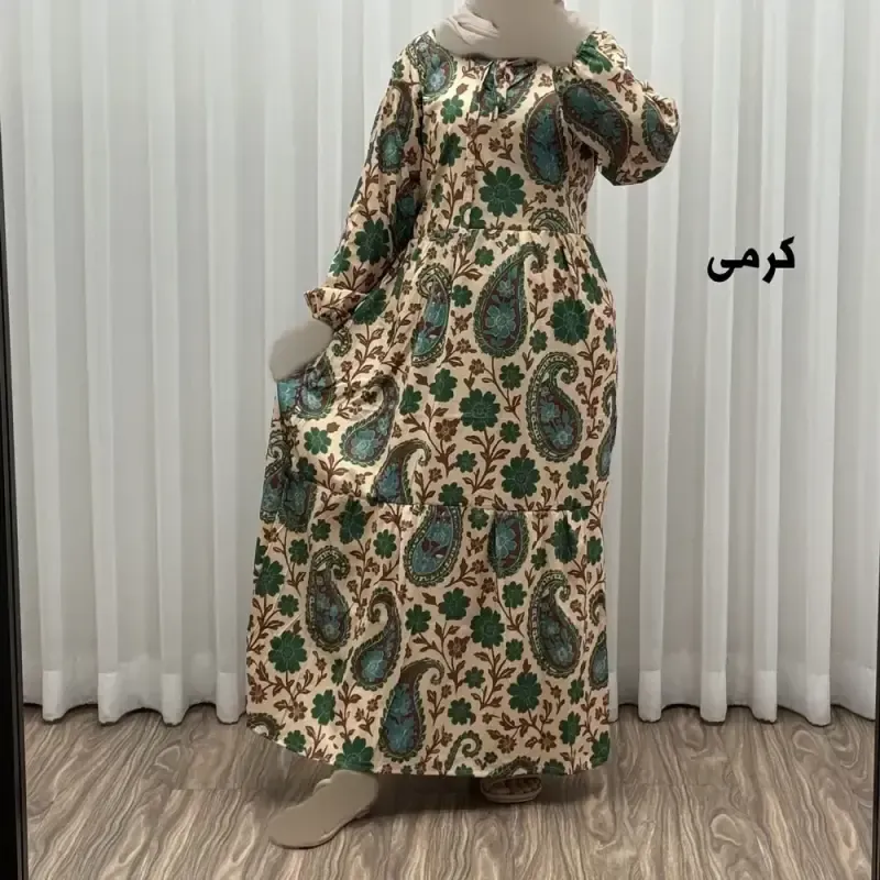 پیراهن فلور بوگاتی فری سایز تا 48 زنانه تنخور شیک و راحت چهارفصل بدون بدن نما