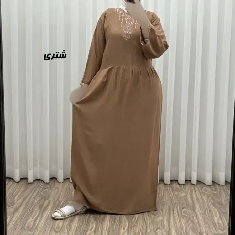 پیراهن ساحلی نخی زنانه مدل آتریسا فری سایز مناسب تا سایز 48 بهمراه کمربند