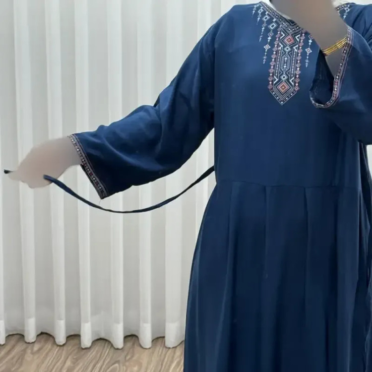 پیراهن ساحلی نخی زنانه مدل آتریسا فری سایز مناسب تا سایز 48 بهمراه کمربند