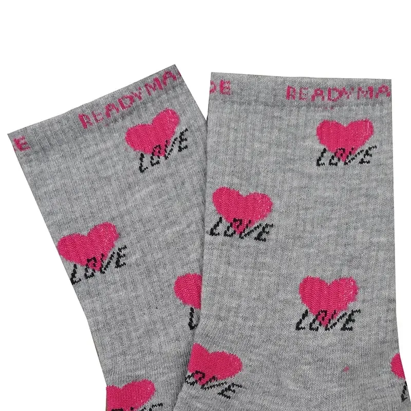 جوراب ساقدار زنانه طرح چاپی قلب و Love نخ پنبه فری سایز
